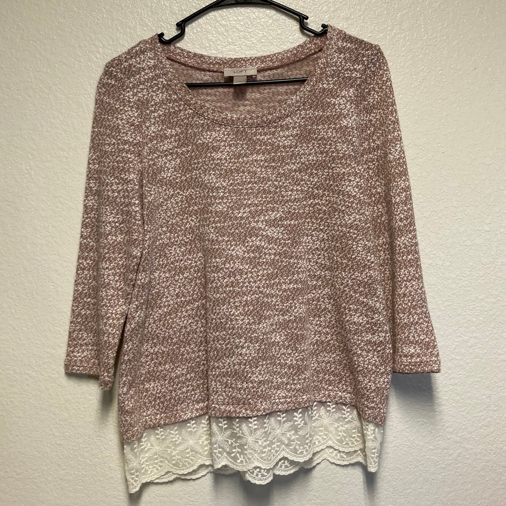 Heathered Loft Sweater with Lace